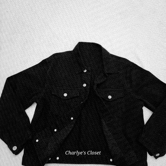 Brandy Melville John Galt Black Unisex Denim Jacket S Grunge Goth City Basics - Picture 1 of 7